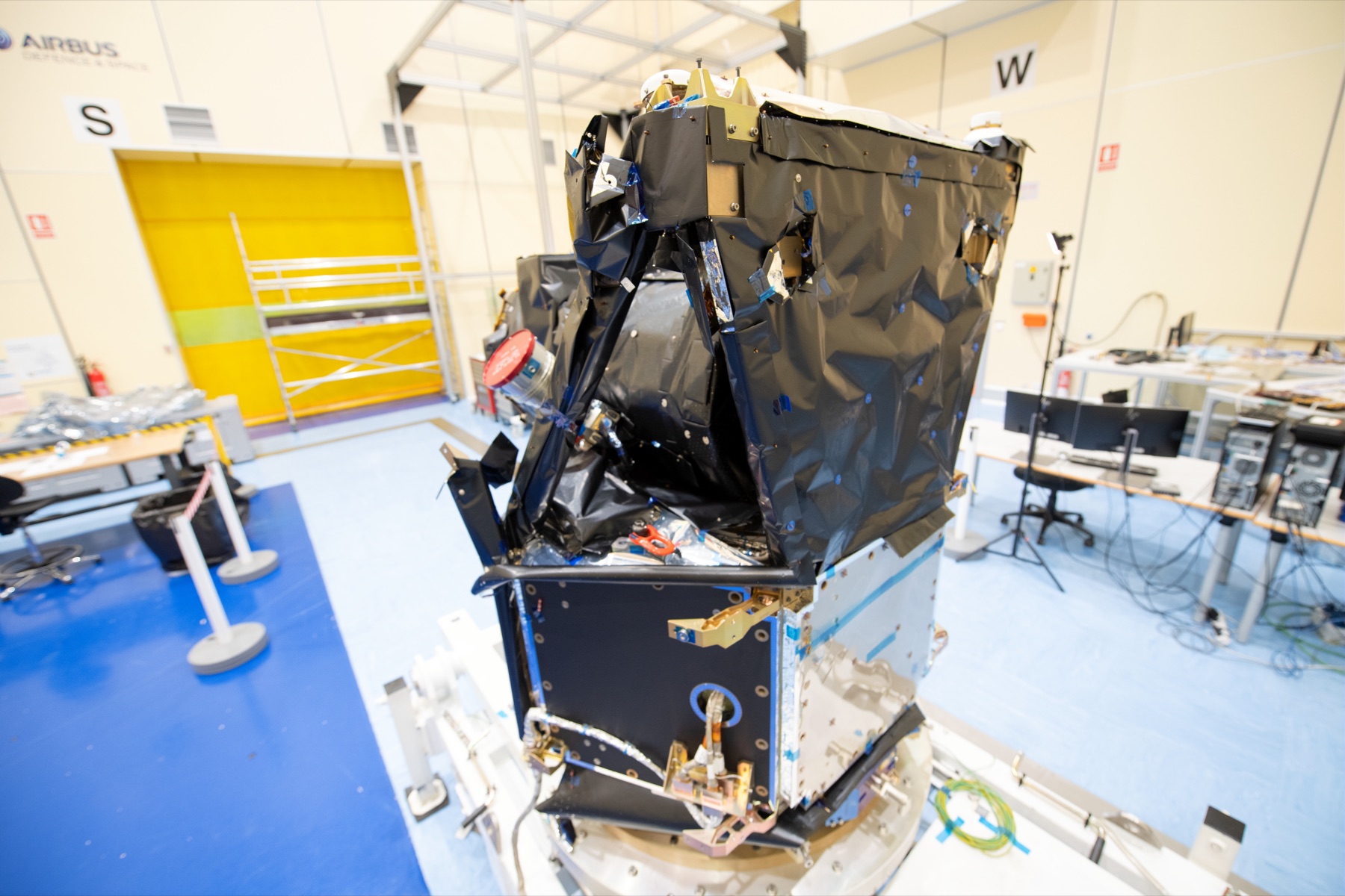 The CHEOPS satellite in a clean room before launch